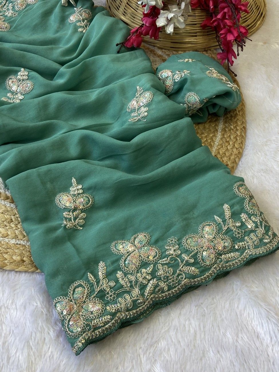 Premium Star Georgette for a graceful drape and lightweight feel