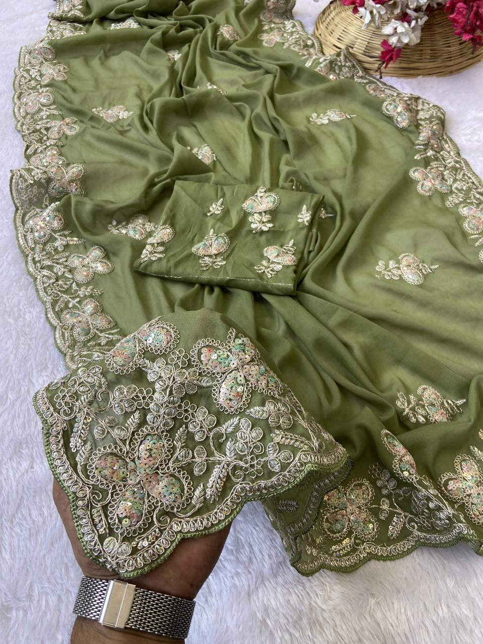 Premium Star Georgette for a graceful drape and lightweight feel