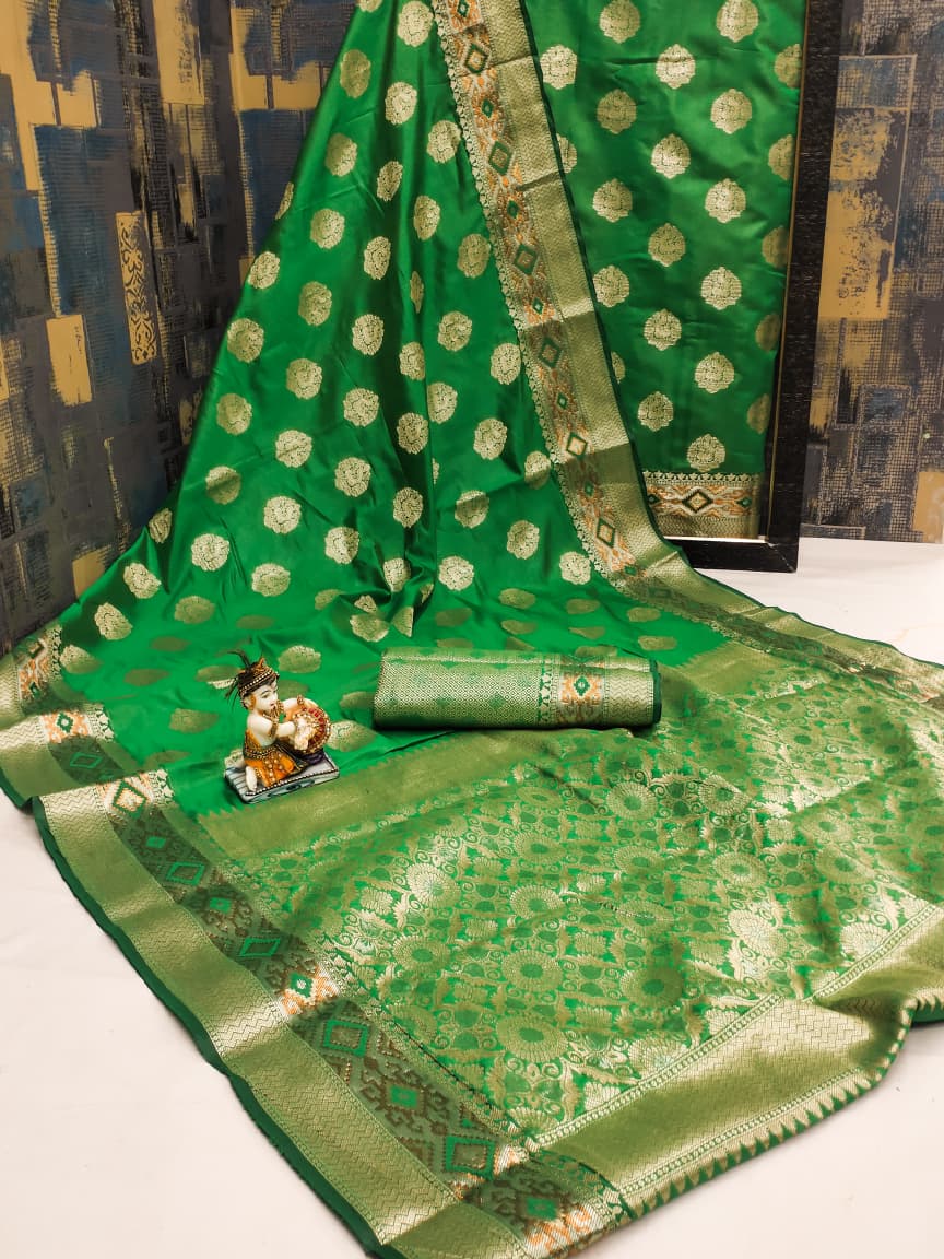 Banarasi Silk Sarees with Rich Zari Border & Weaving Work