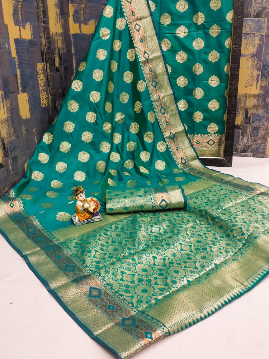 Banarasi Silk Sarees with Rich Zari Border & Weaving Work