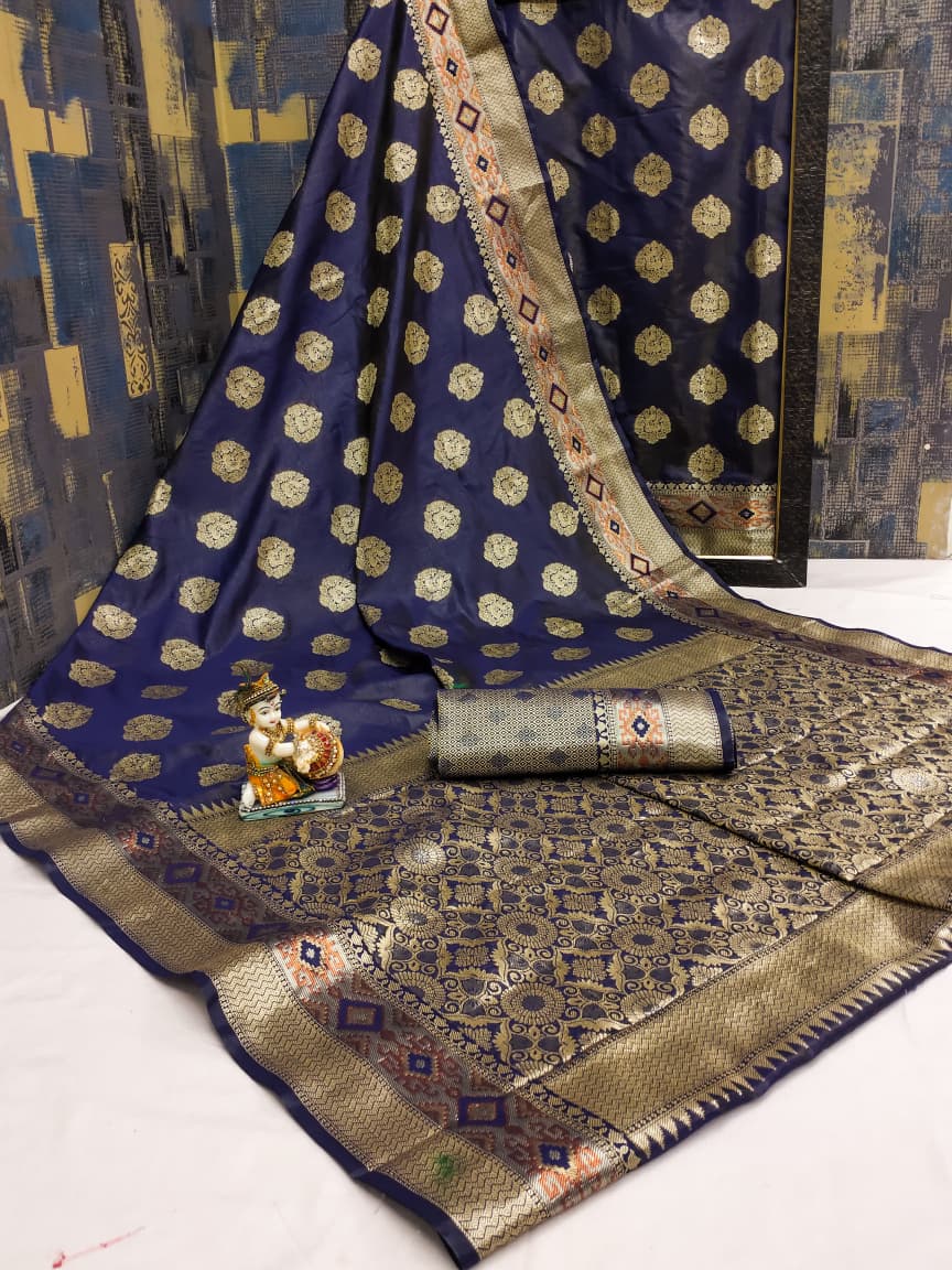 Banarasi Silk Sarees with Rich Zari Border & Weaving Work
