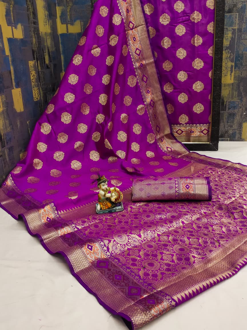 Banarasi Silk Sarees with Rich Zari Border & Weaving Work