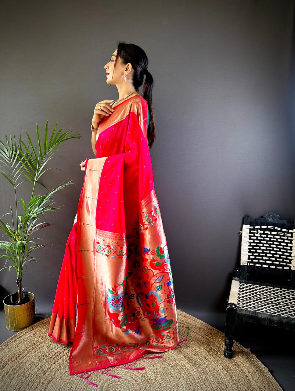Pure Kanchipuram Silk Saree With Designer Pallu and Zari Border