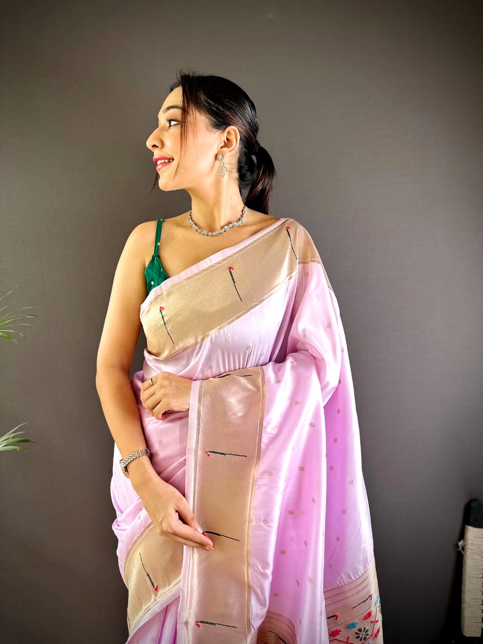 Pure Kanchipuram Silk Saree With Designer Pallu and Zari Border