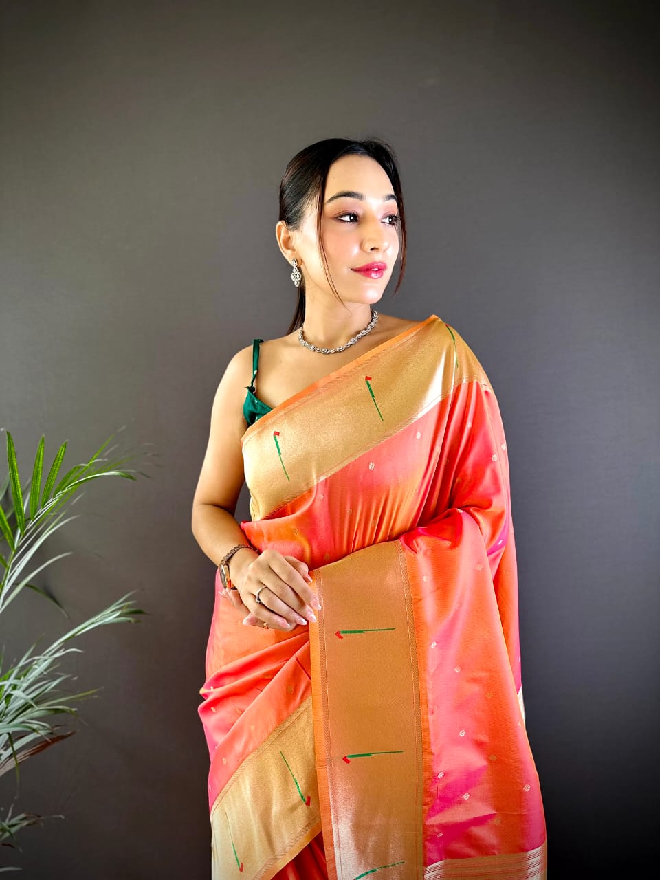 Pure Kanchipuram Silk Saree With Designer Pallu and Zari Border