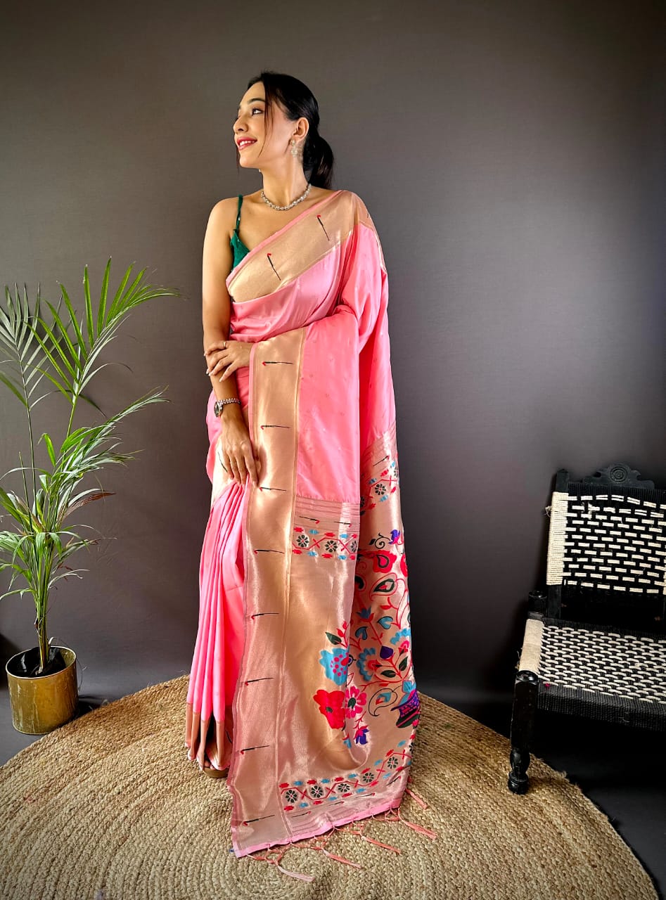 Pure Kanchipuram Silk Saree With Designer Pallu and Zari Border