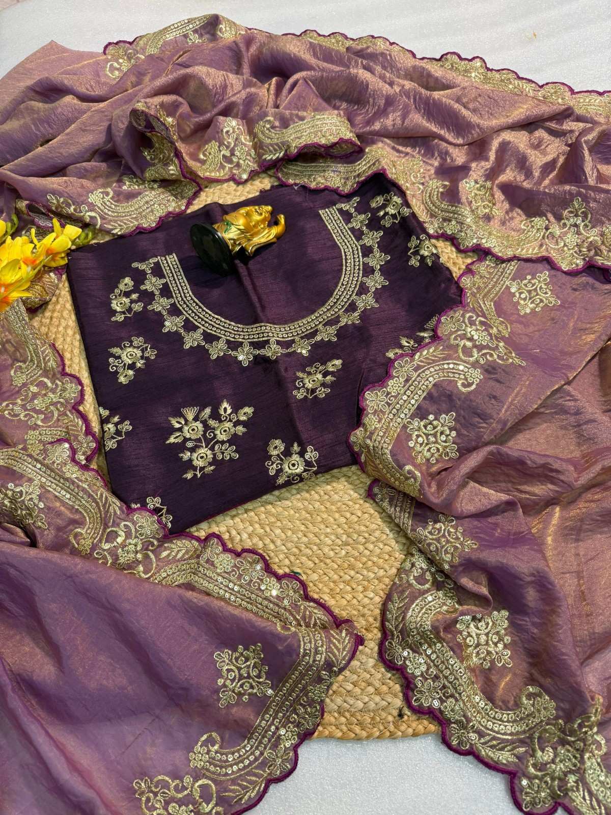 Fancy Satin Saree with Zari & Sequin Embroidery and Silk Blouse | Divyanka Tripathi
