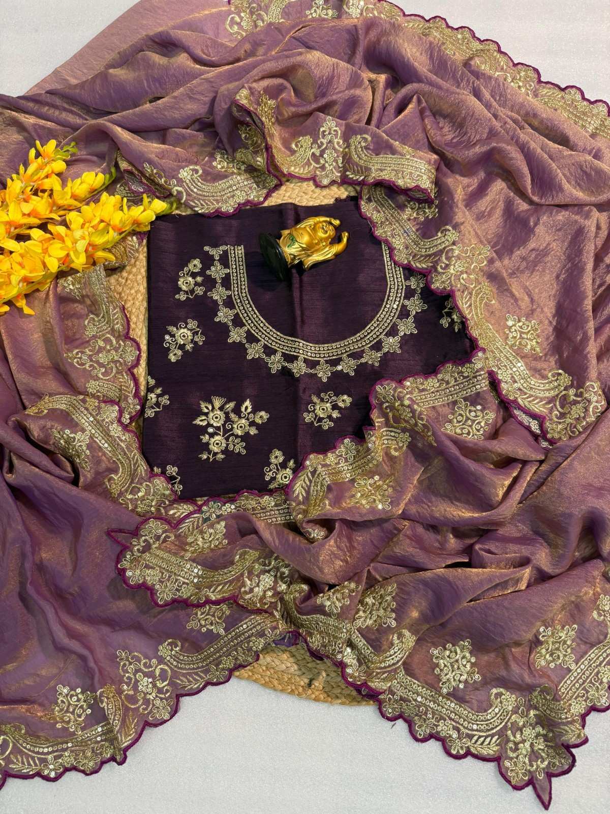 Fancy Satin Saree with Zari & Sequin Embroidery and Silk Blouse | Divyanka Tripathi