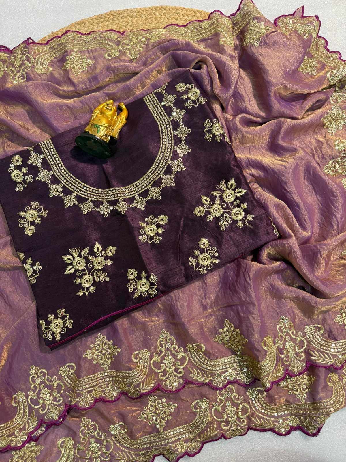 Fancy Satin Saree with Zari & Sequin Embroidery and Silk Blouse | Divyanka Tripathi