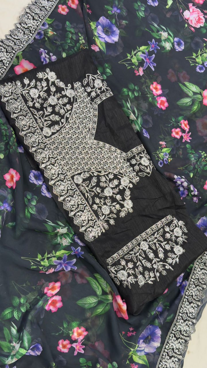 Premium Georgette Saree with Mono Banglory Silk blouse