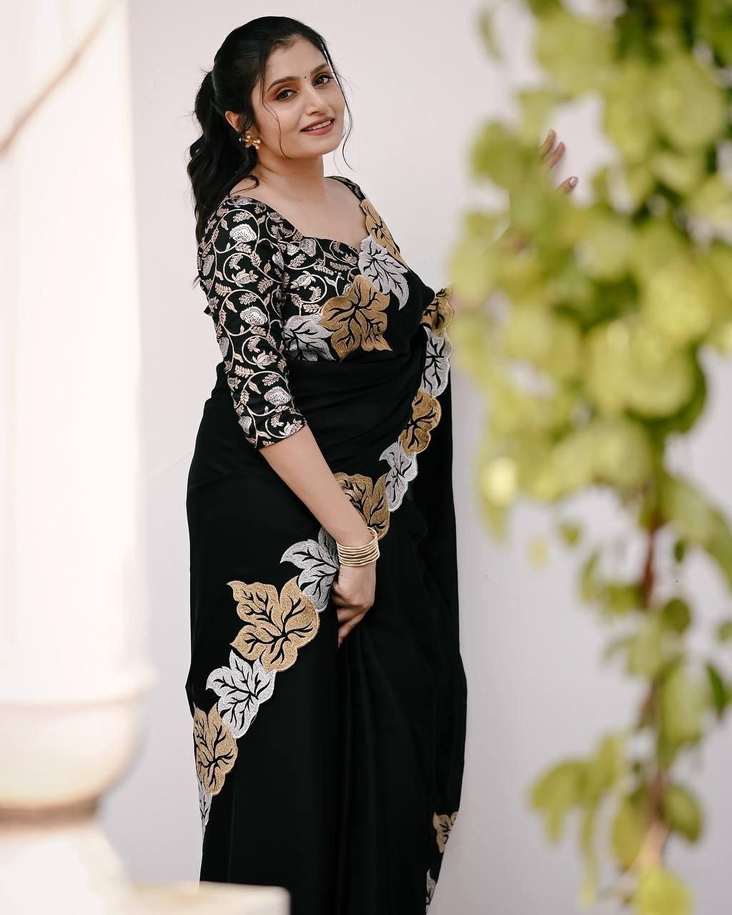 Georgette Saree with  complete Zari weaving