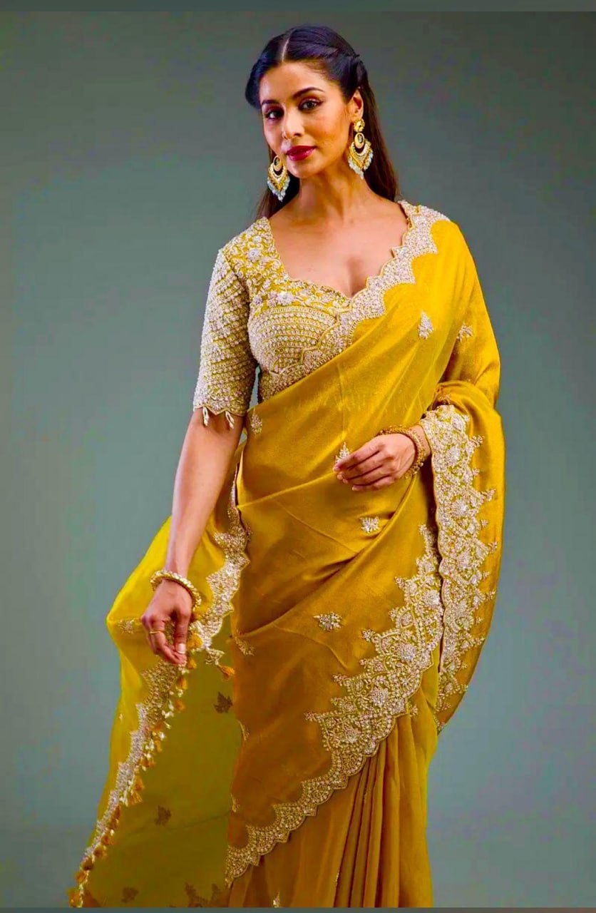 Premium Soft Gold Crush Silk Saree