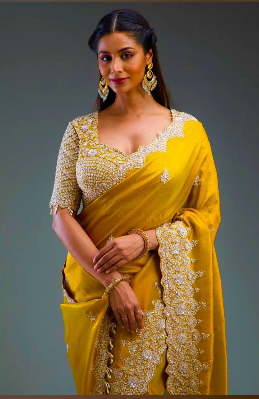 Premium Soft Gold Crush Silk Saree