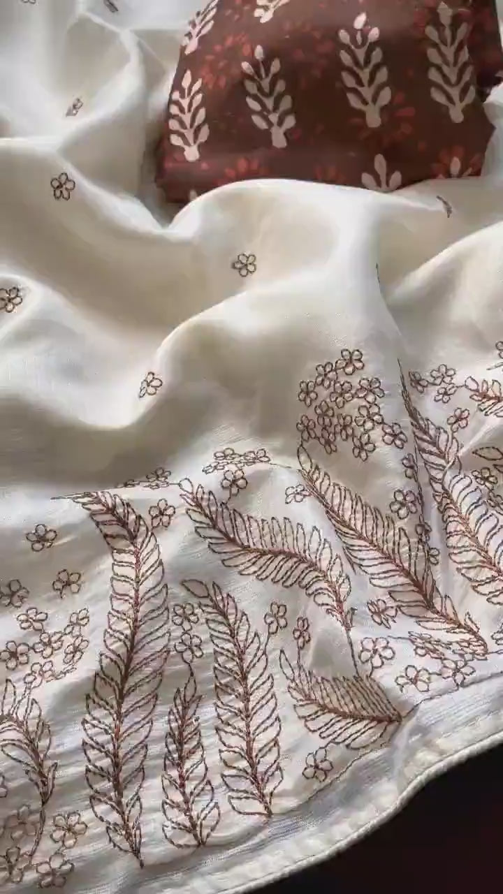 Pure Kota Silk Saree with beautiful embroidory on all over saree