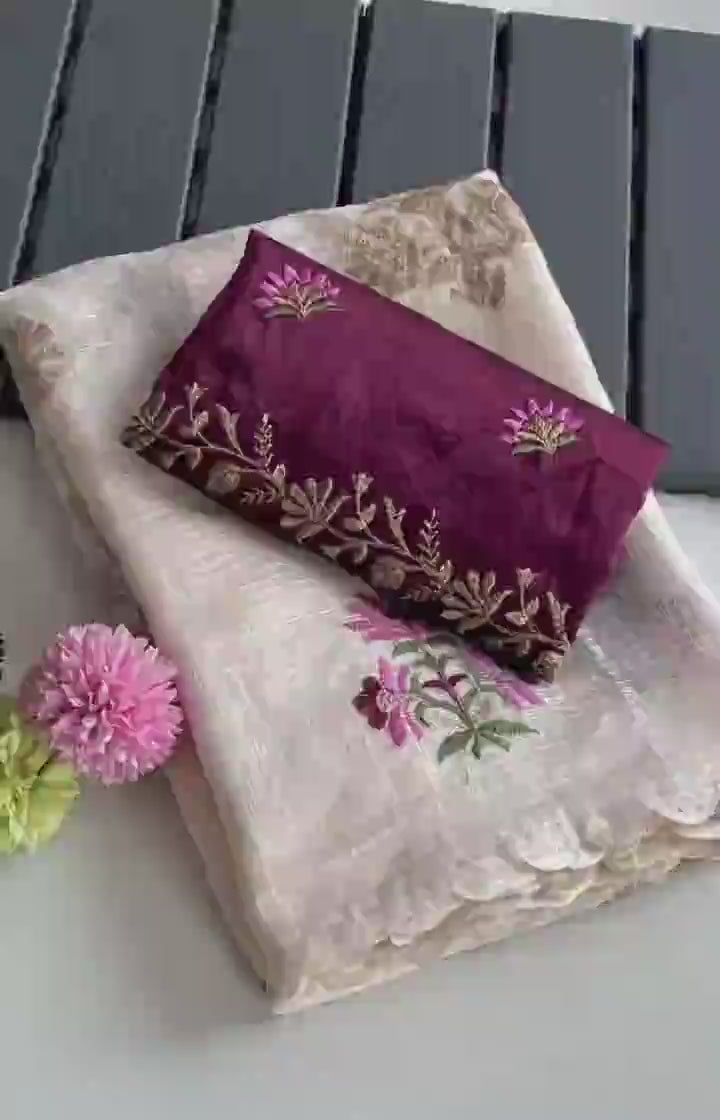 Premium Kota Doriya Saree with self-weaving chex pattern