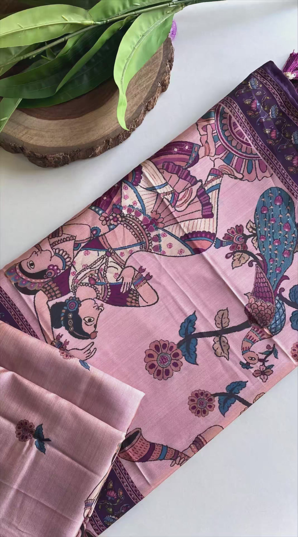 Premium Viscose Dola Saree With Kalamkari digital prints