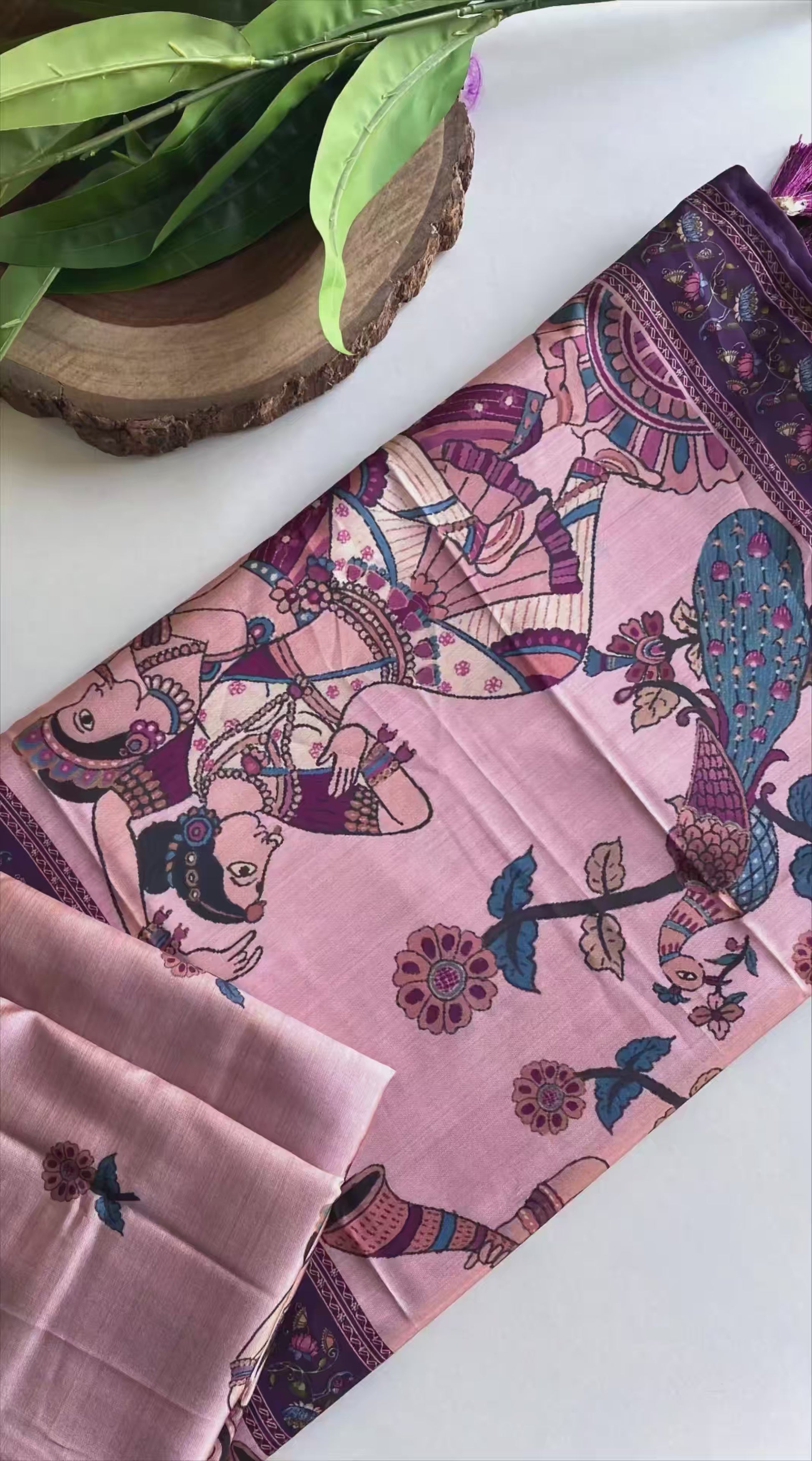 Premium Viscose Dola Saree With Kalamkari digital prints